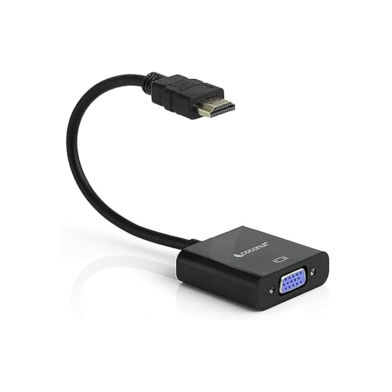 COCONUT HDMI to VGA Adapter High Speed 4K HD Video Converter Gold Plated HDMI to VGA (Male to Female) for Computer, Laptop, Xbox, HDTV - Black